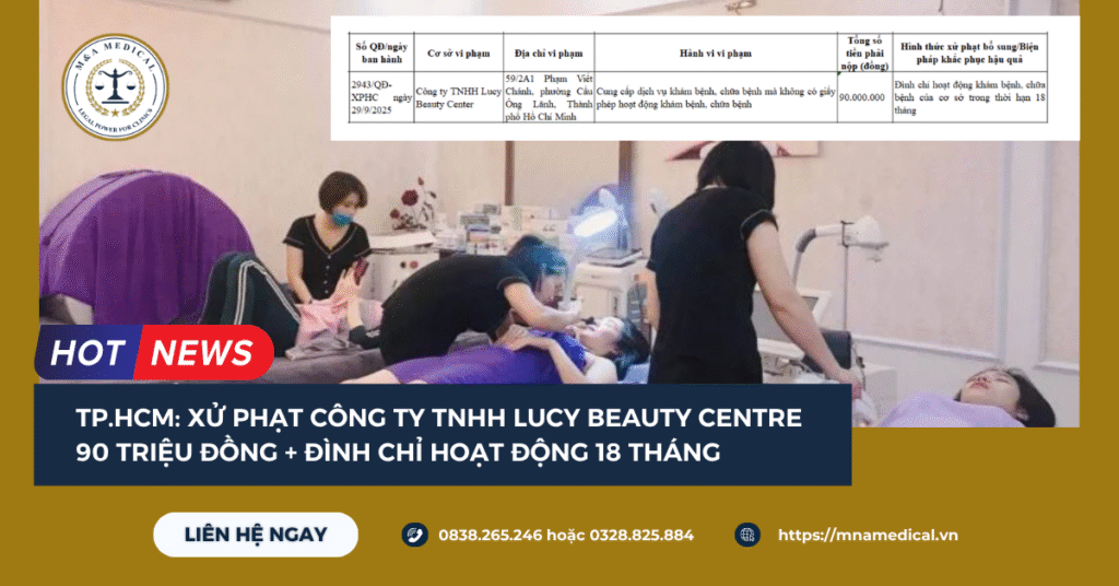 Công ty TNHH Lucy Beauty Center bị xử phạt y tế